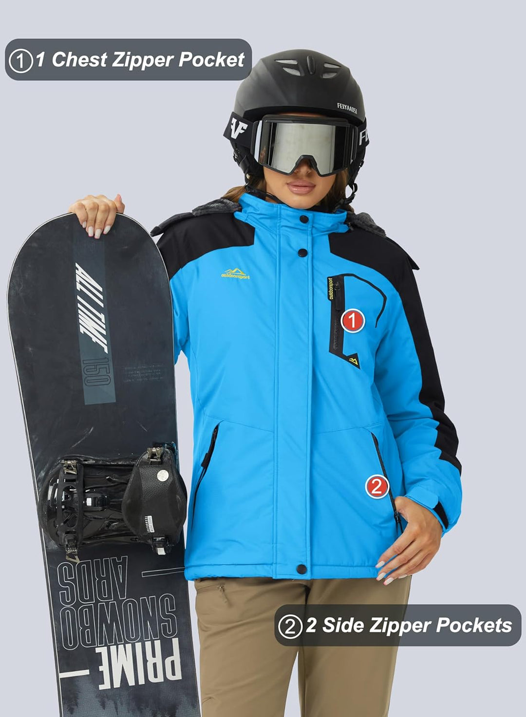 MAGCOMSEN Winterjacke Damen Softshell Funktionsjacke Wasserabweisende Outdoor Ski Jacke Fleece Windd
