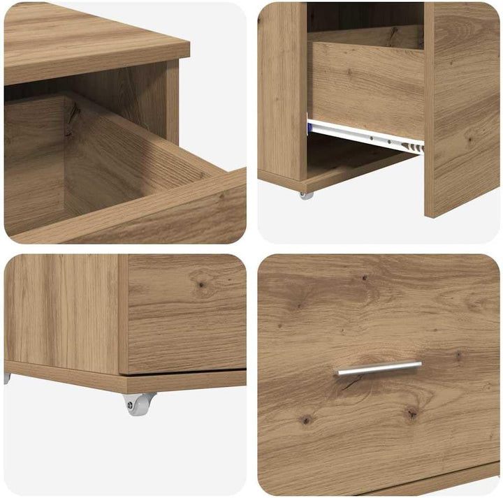 vidaXL Schubladenschrank Mit Rad Artisan-Eiche 55 x 45 x 31 cm, Grosszügiger Stauraum, moderner rech