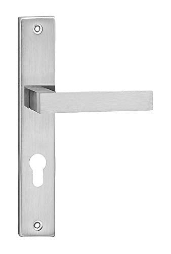 naka24 QUBIK Langschild Drückergarnitur Türbeschlag Türgriff Klinke Nickel (PZ), PZ