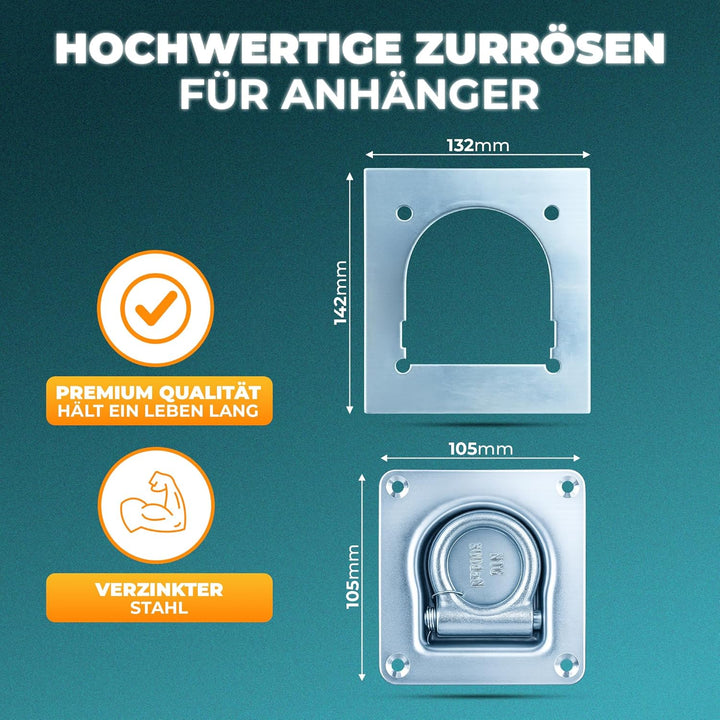 Anhänger Zurrösen mit Gegenplatten (2 bis 10 Stück) | Zurrmulden mit Einer Zugkraft von 800daN pro Z