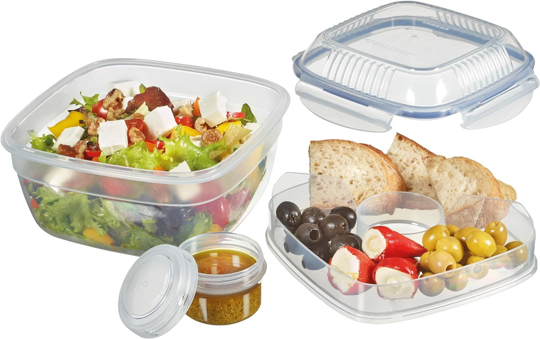 Lock & Lock Salat-to-go Brotdose aus Kunststoff – Salat Lunchbox mit Topping Einsatz und Dressing Be