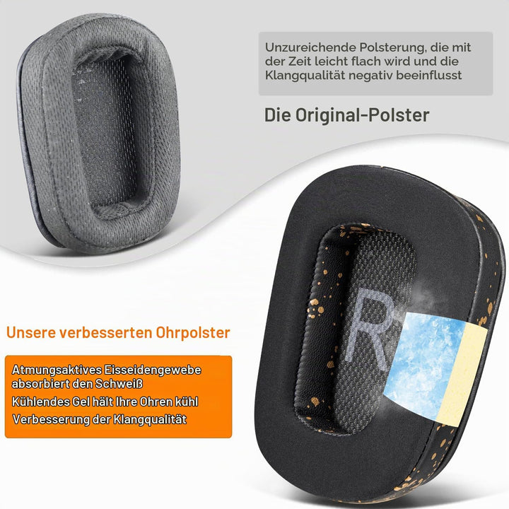 SOULWIT Kühlgel Ersatzpolster Ersatz Ohrpolster für Logitech G35 G930 G933 G933S G935 G633 G633S G63