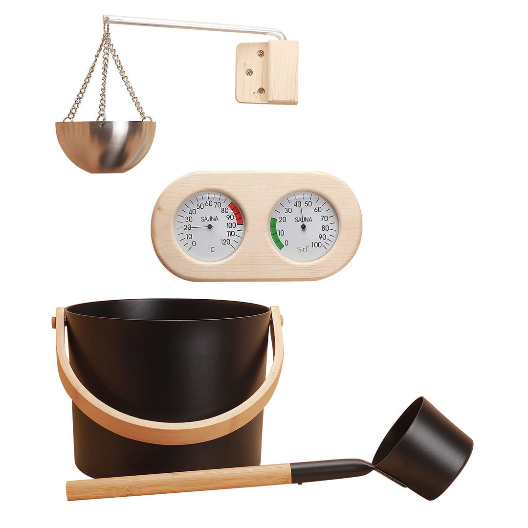 Yiida Sauna Zubehör Set 5 Teilig, 7L Saunakübel, Saunazubehör Saunakübel Set, Mit Kelle, Saunaset Kü