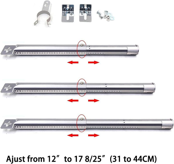 Denmay 31-44CM Universal Edelstahl Rohrbrenner und 30-72CM Brennerabdeckung für CharBroil, Enders, L