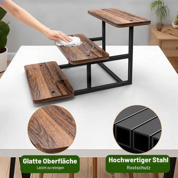 Blumenregal 3-stufig, stabil Pflanzenständer Holz und Metall, innen aussen Blumenleiter für Wohnzimm
