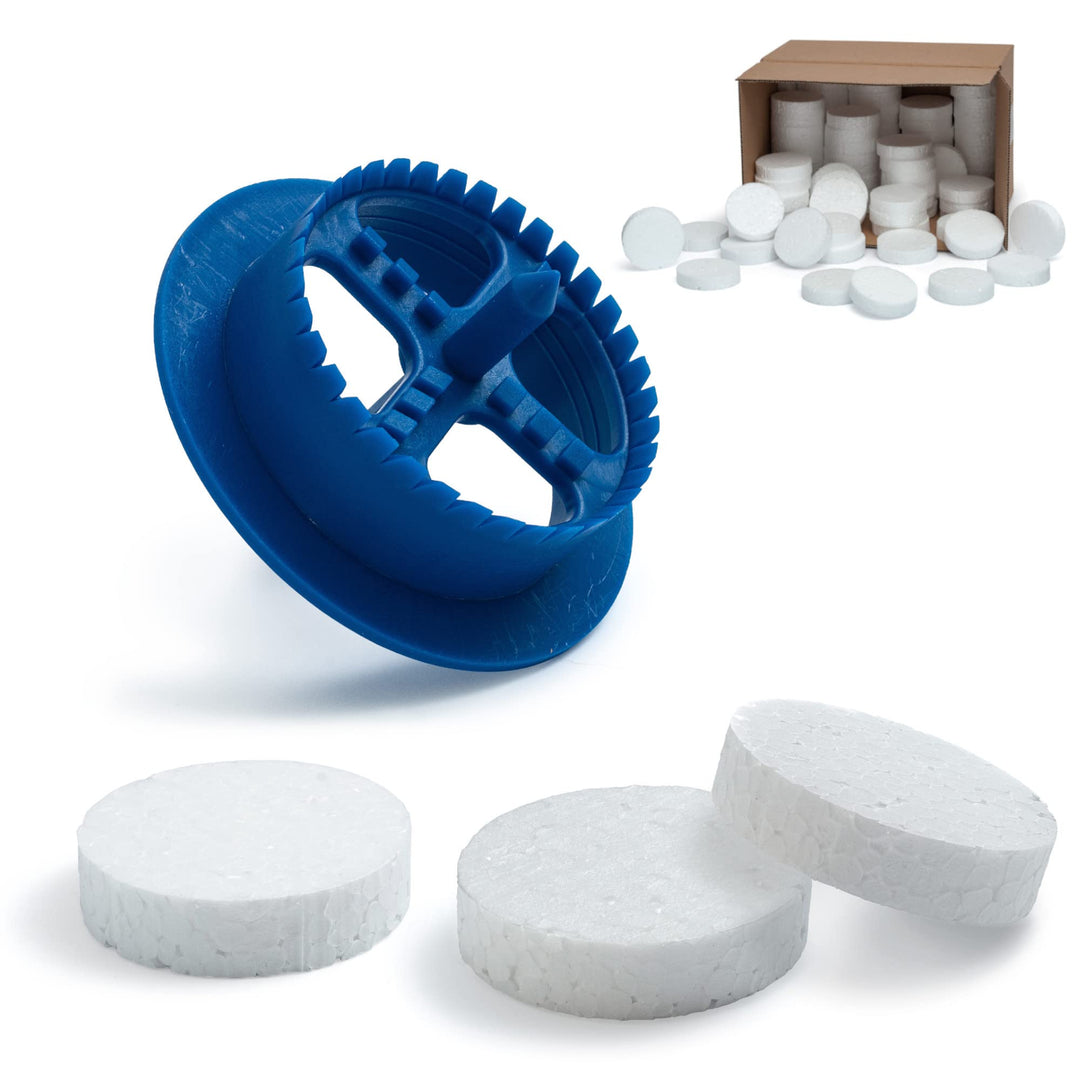 WDVS SET (Weiss Styropor Rondelle 200 Stk. + Styroporfräser 1 Stk.) Satz für Fassadendämmung Wärmedä