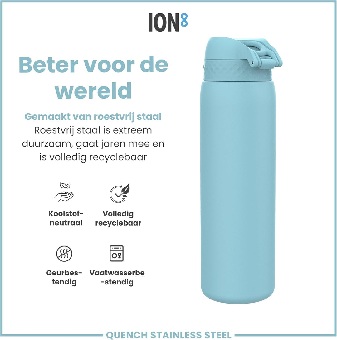 Ion8 1 Liter Edelstahl Trinkflasche, Auslaufsicher, Einhandöffnung, Sichere Verriegelung, Spülmaschi