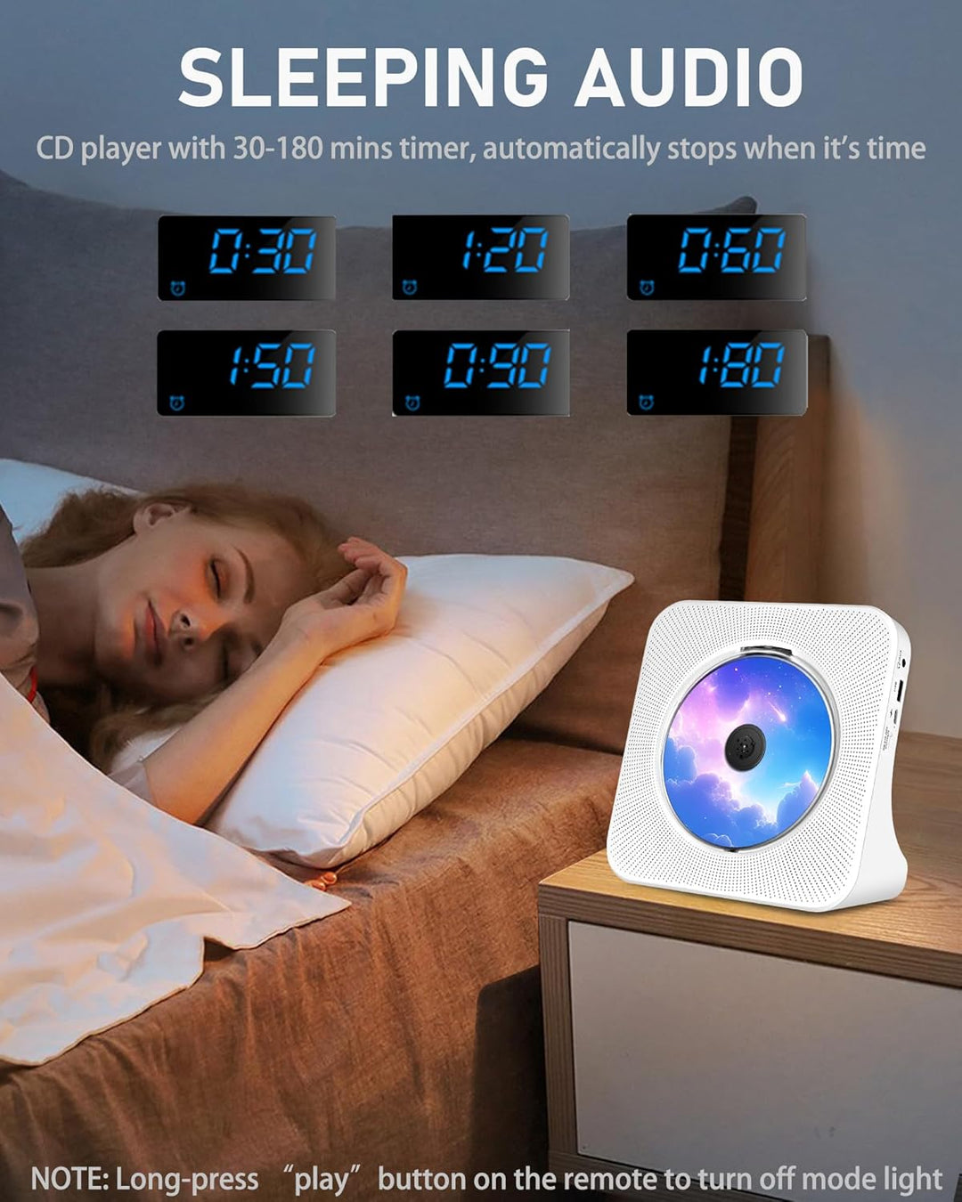 Wiederaufladbarer CD-Player Tragbare, Bluetooth CD-Player mit USB, AUX, FM Radio CD Player mit Gutem
