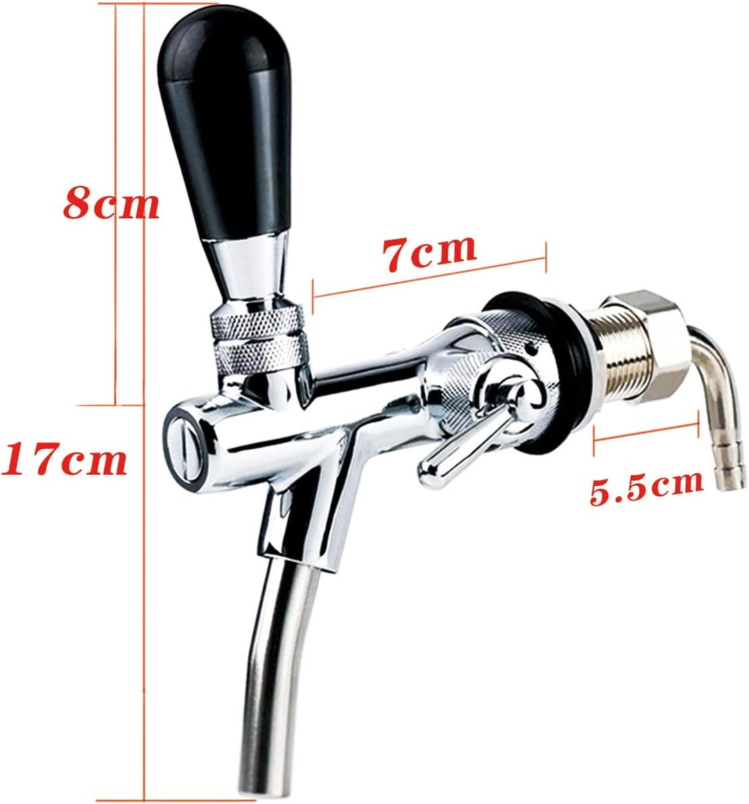 Bierzapfhahn Einstellbare G5/8 Gewinde Bierhahn Chrome Fassbierhahn, Einstellbarer Bier Zapfhahn für