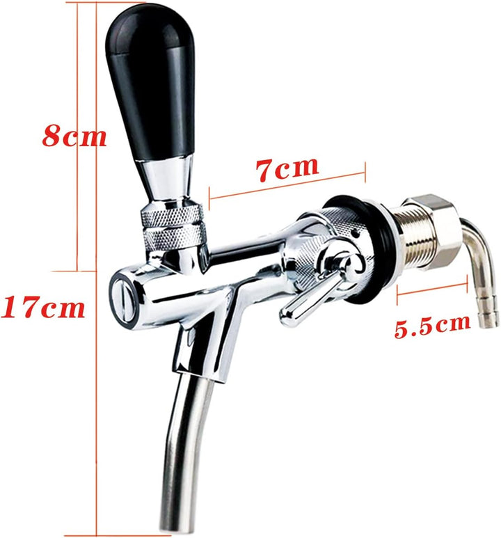 Bierzapfhahn Einstellbare G5/8 Gewinde Bierhahn Chrome Fassbierhahn, Einstellbarer Bier Zapfhahn für