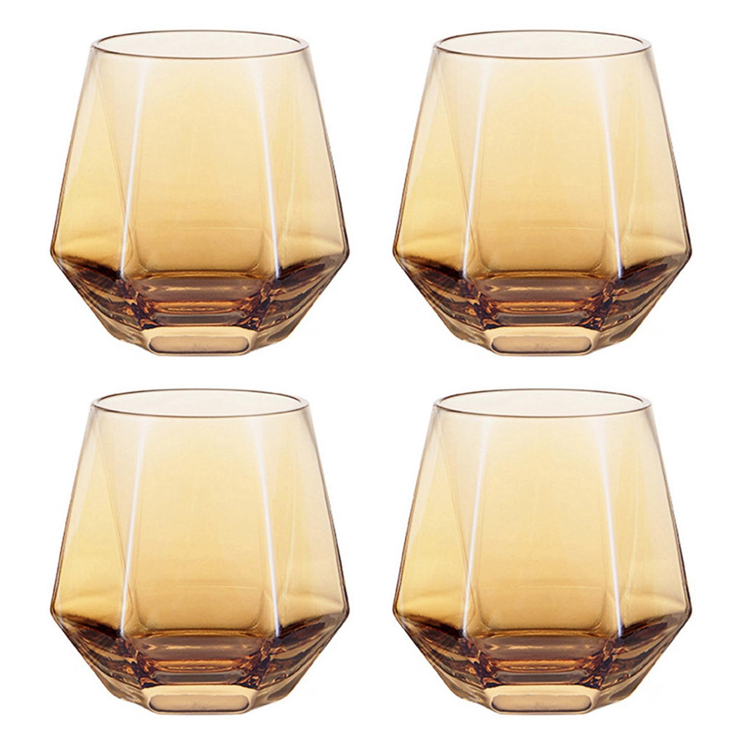300ml Diamant Whiskey Gläser 4/6 Set, Klar Geometrisch Modisch Wasser Saft Tumbler Gekippt Scotch Gl