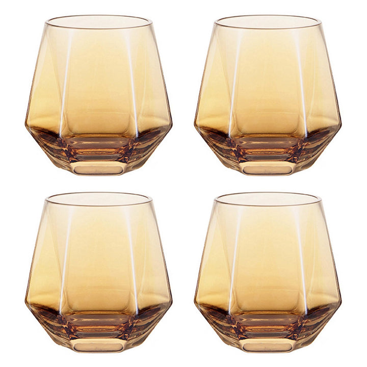 300ml Diamant Whiskey Gläser 4/6 Set, Klar Geometrisch Modisch Wasser Saft Tumbler Gekippt Scotch Gl