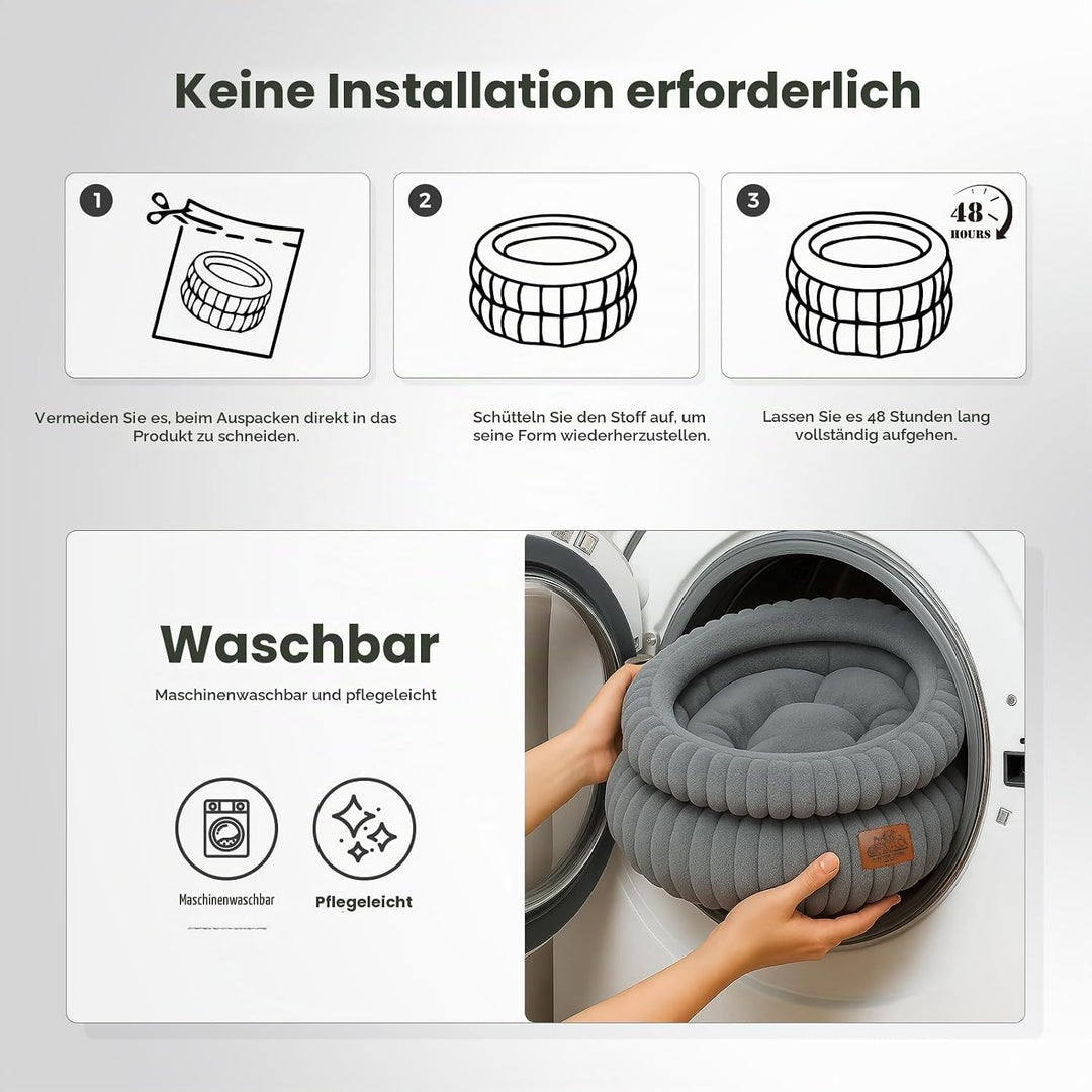 PAWZ Road Katzenbett waschbar, Hundebett kleine Hunde, Rundes, Flauschiges Katzenkissen, Katzenschla
