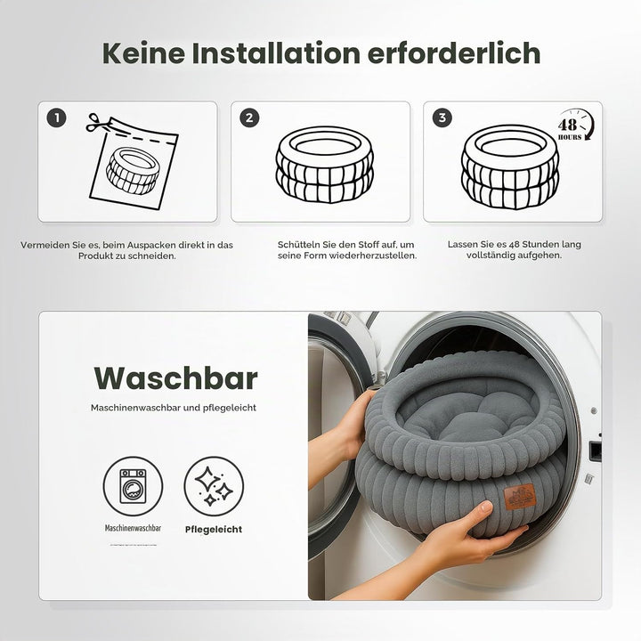PAWZ Road Katzenbett waschbar, Hundebett kleine Hunde, Rundes, Flauschiges Katzenkissen, Katzenschla