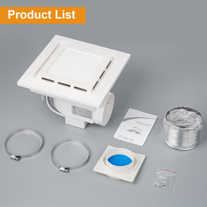 veco chajor 210mm Badlüfter mit LED Licht, Montageöffnung 210mm 8.3IN, 130 CFM, ultra-leiser 1,0-Son