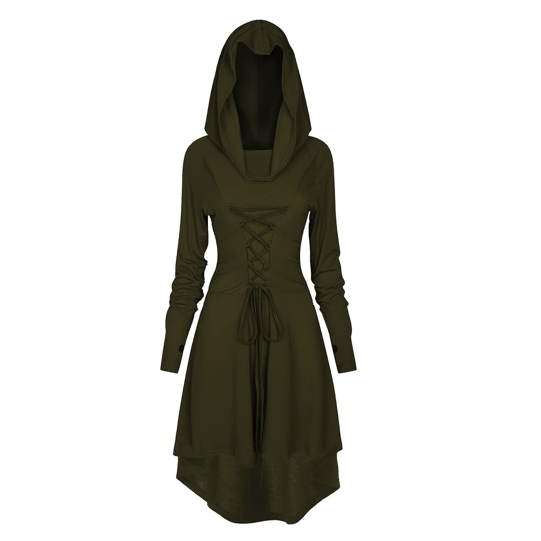 TSIRNK Gothic Kleid Damen,Mittelalter Kleidung Damen,Halloween Kostüm,Renaissance Mit Kapuze Kleid f