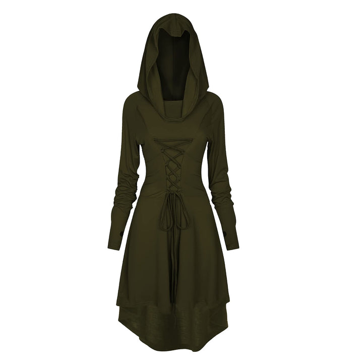 TSIRNK Gothic Kleid Damen,Mittelalter Kleidung Damen,Halloween Kostüm,Renaissance Mit Kapuze Kleid f