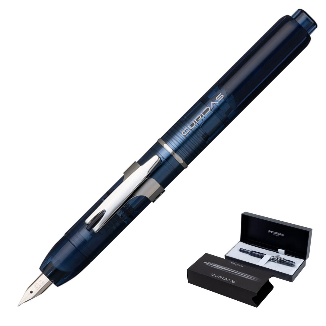 PLATINUM Curidas PKN7000-50EF Füllfederhalter/EF Extra Fine/Einziehbar/Blau/Handgefertigt/mit Gesche