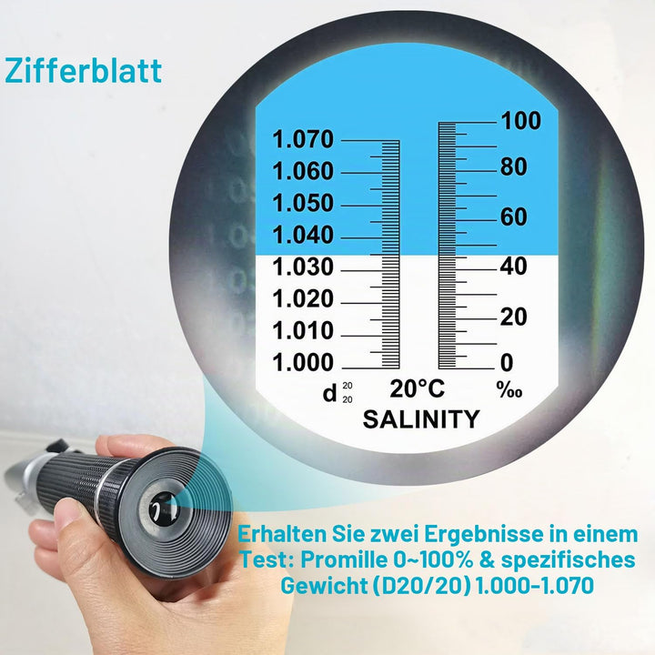 Agriculture Solutions Refraktometer für Meerwasser- und Meerwasser-Aquarien, 0-100 PPT mit automatis