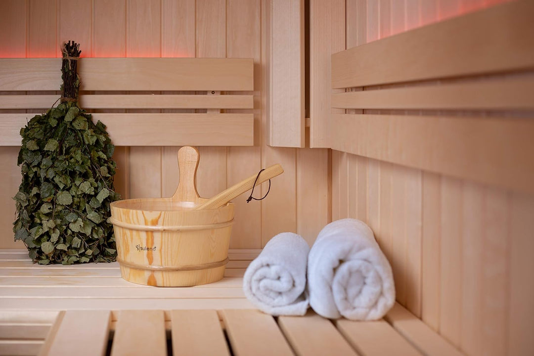SULENO Sauna Set 3-teilig Saunazubehör Saunakübel Aufgusskelle Eimer mit Kelle 4