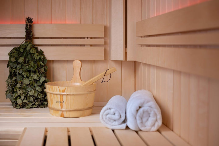 SULENO Sauna Set 3-teilig Saunazubehör Saunakübel Aufgusskelle Eimer mit Kelle 4