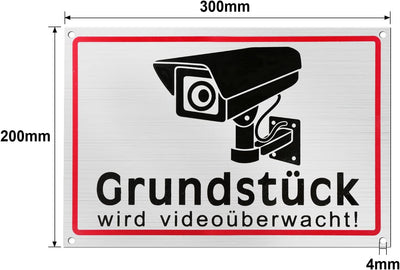 4 Stück Achtung Videoüberwachung Schild 20 * 30cm Videoüberwachung - Warnschild - Hinweisschild für