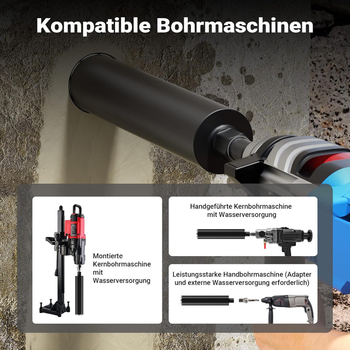 Wiltec Diamantbohrkrone Typ 2 (Mesh) Ø 102 mm, Bohrkrone 450 mm, 1¼ UNC Nassbohrkrone, Diamantbohrer