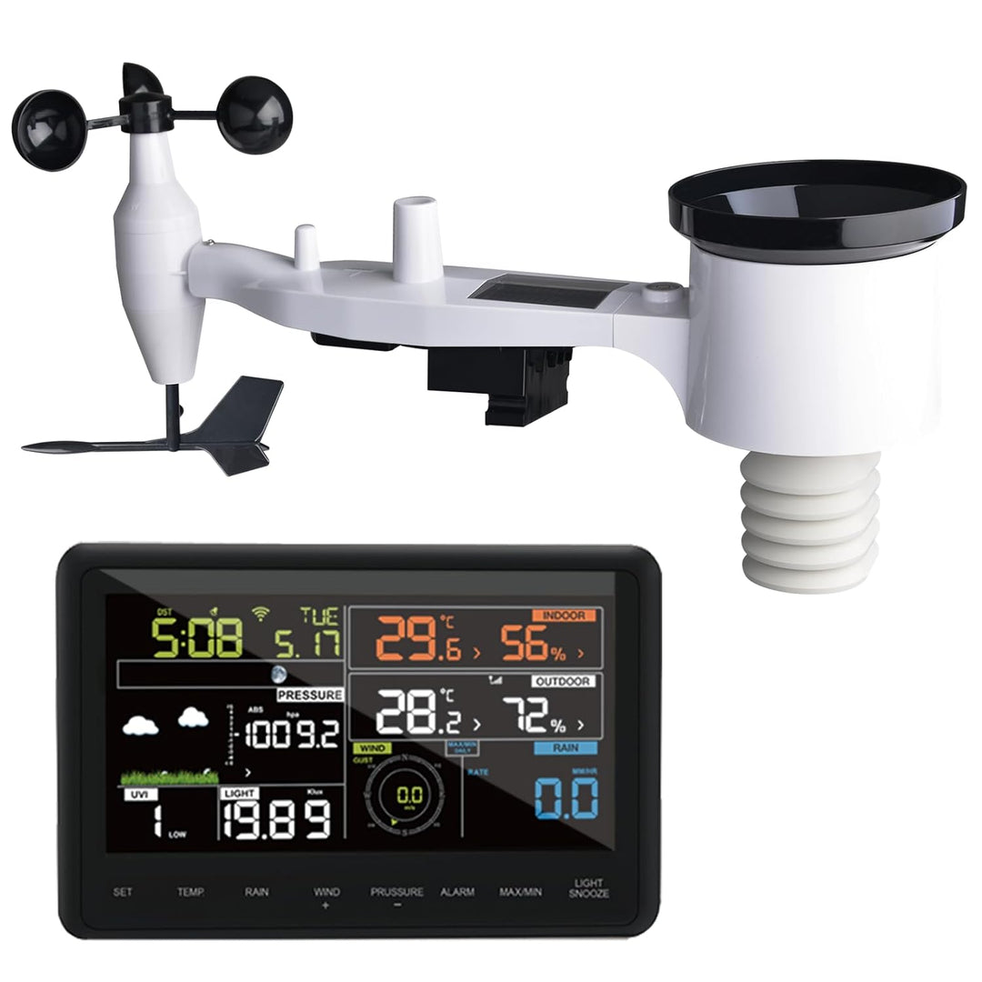 ECOWITT Wetterstation WS2910, drahtlose solarbetriebene 7-in-1 Wetterstationen für den Aussenbereich