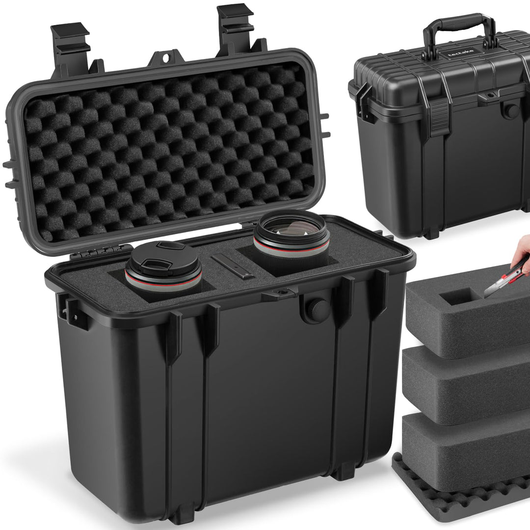 tectake® Universalkoffer, Fotokoffer, 41 x 22 x 34 cm, abschliessbare Box, Kunststoff Hardcase, stos