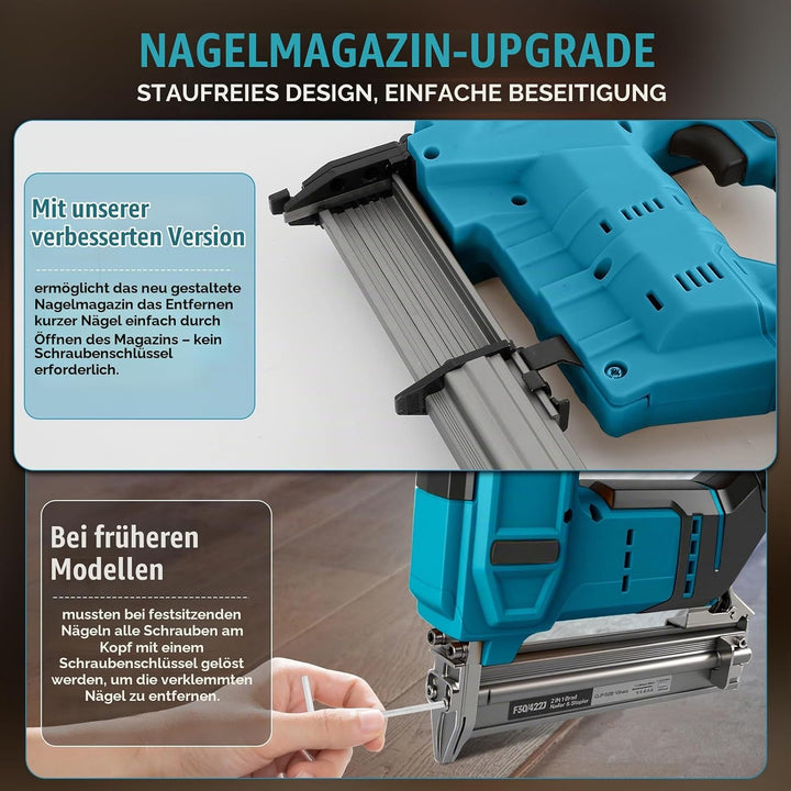 Verbesserter 18GA Akku-Nagler, kompatibel mit Makita 18V-Akku, bürstenloser Nagler, elektrischer Tac