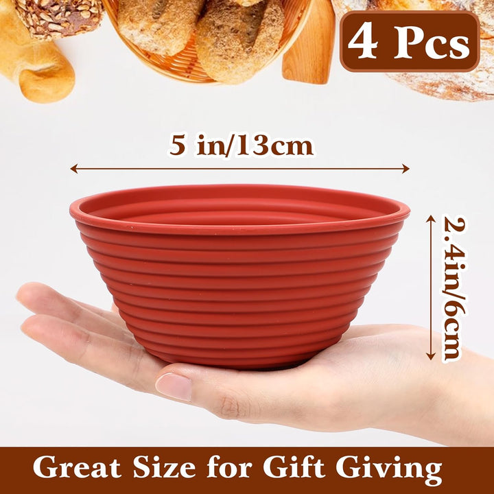Webake Gärkorb Brot Rund Klein Gärkörbchen Set Silikon 4 Stück 13 cm Sauerteig Brotgärkörbe Brotgärk