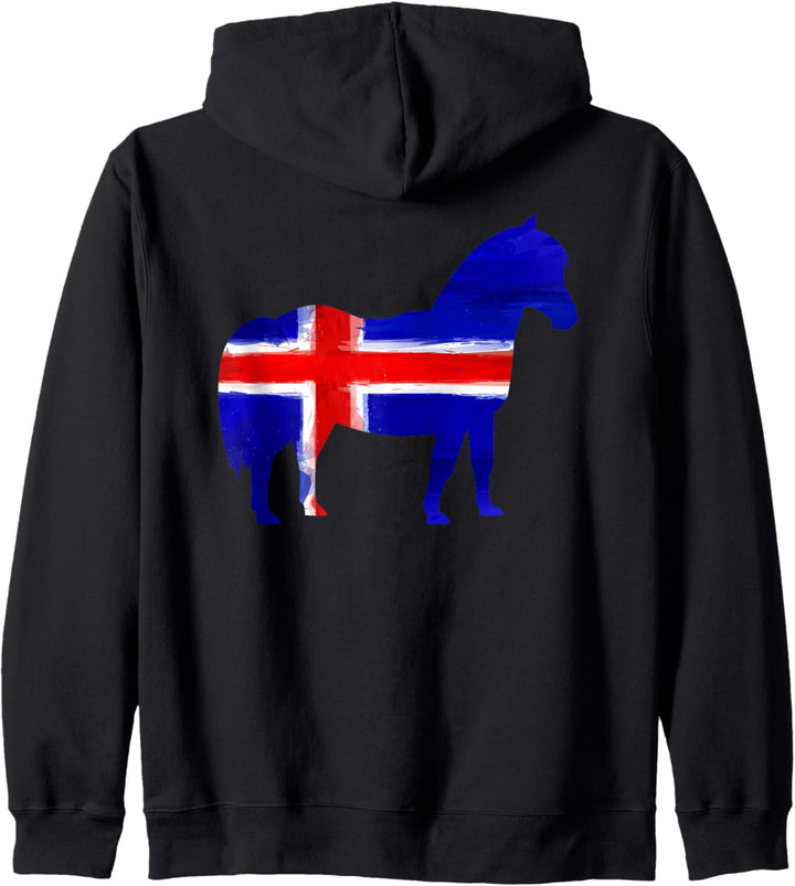 Islandpferd Isländer Island Pony Pferd Reiten Fahne Flagge Kapuzenjacke