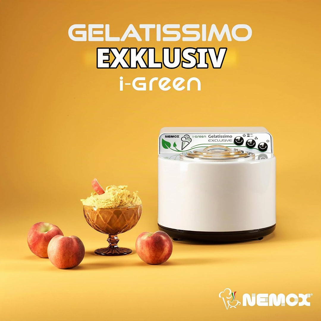 Nemox – GELATISSIMO Exclusive i-green – WEISS – bis zu 1 kg Eis, gefrorener Joghurt, Sorbets, Granit