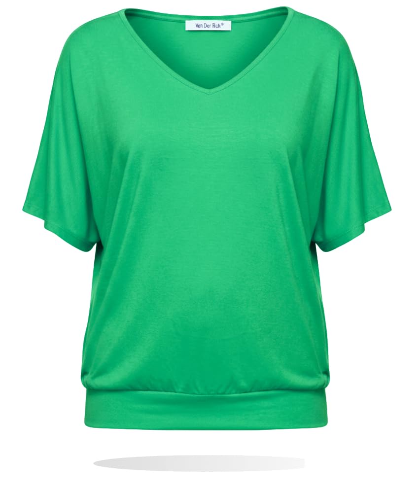 Van Der Rich ® - T-Shirt Raffinierte Einfachheit T-Shirt Einfarbig - Damen M Hellgrün 1, M Hellgrün