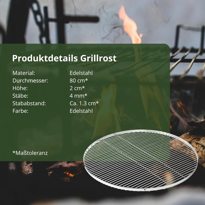 HeRo24 Edelstahl Grillrost Dreibein Ersatzrost 80 cm