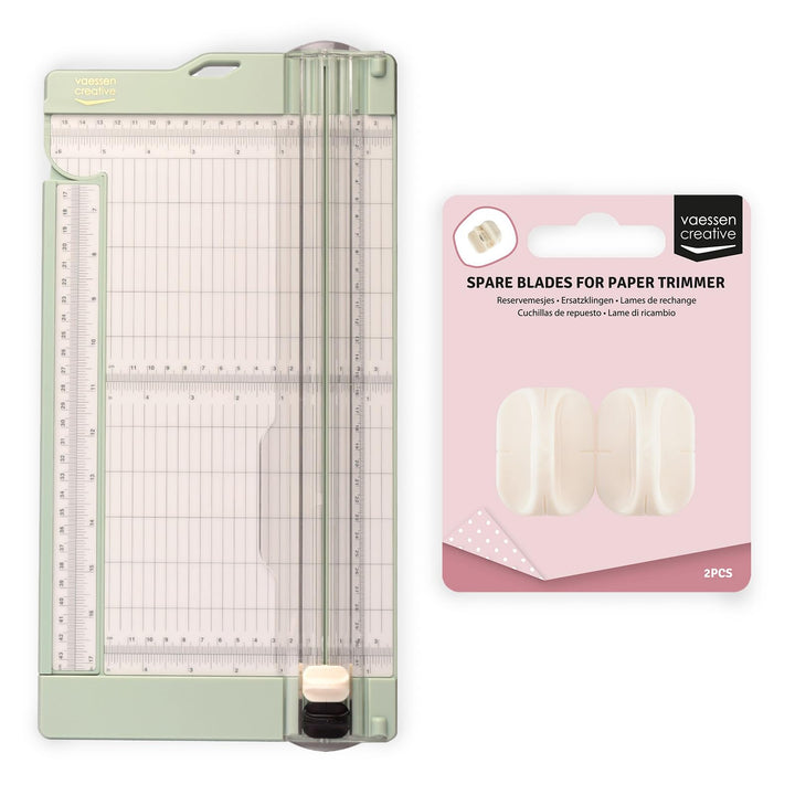 Vaessen Creative Papierschneider mit Falzbrett - Mintgrün - 15,2 x 30,5 cm - 2-in-1 Schneidemaschine