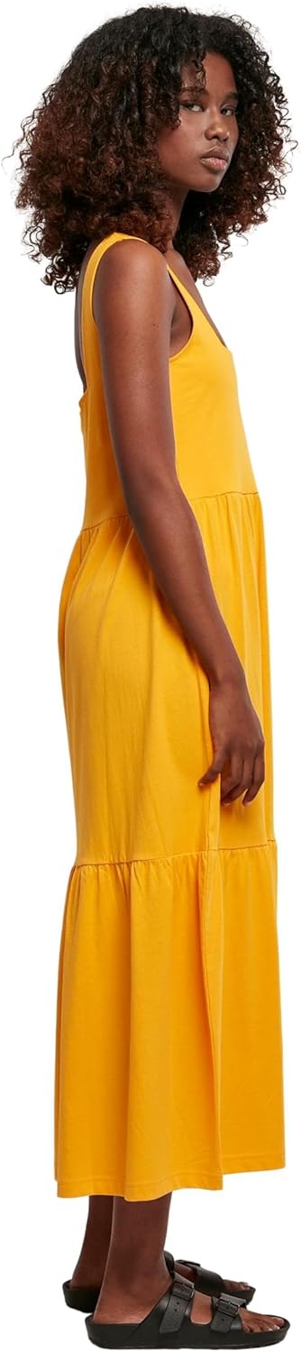 Urban Classics Damen Kleid mit breiten Trägern und Volant Einsätzen, Frauen Sommerkleid in 4 Farben