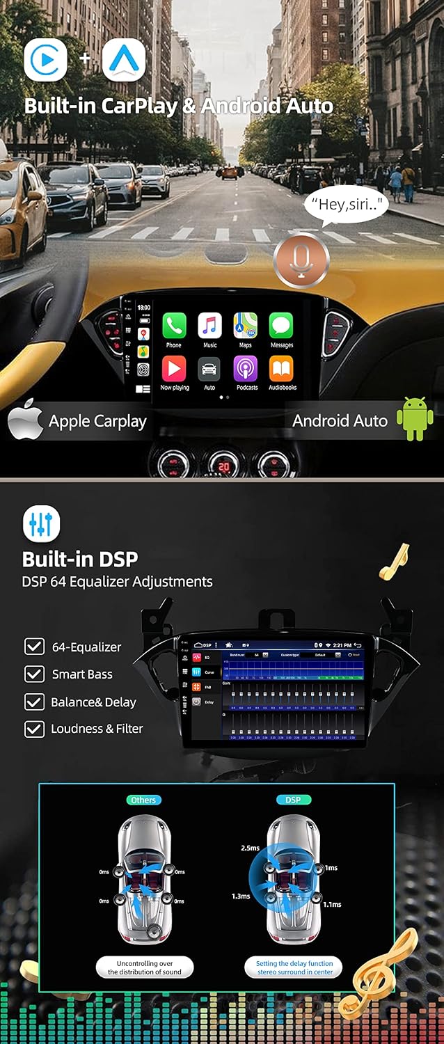 JOYX Android 12 IPS Autoradio Passt für Opel Corsa (2015-2019) / Adam (2013-2016) - [4G+64G] - Einge