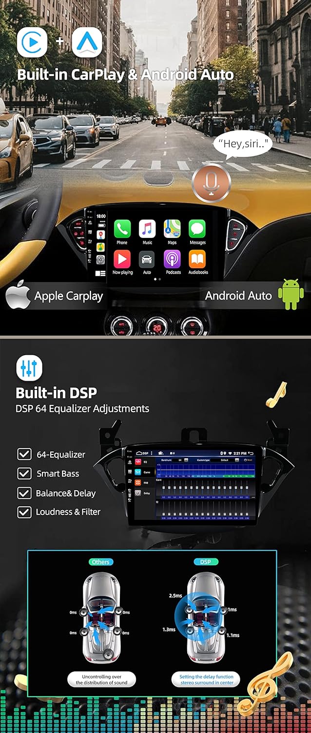 JOYX - 6G+128G - Android 12 IPS Autoradio Passt für Opel Corsa (2015-2019) / Adam (2013-2016) - Kabe