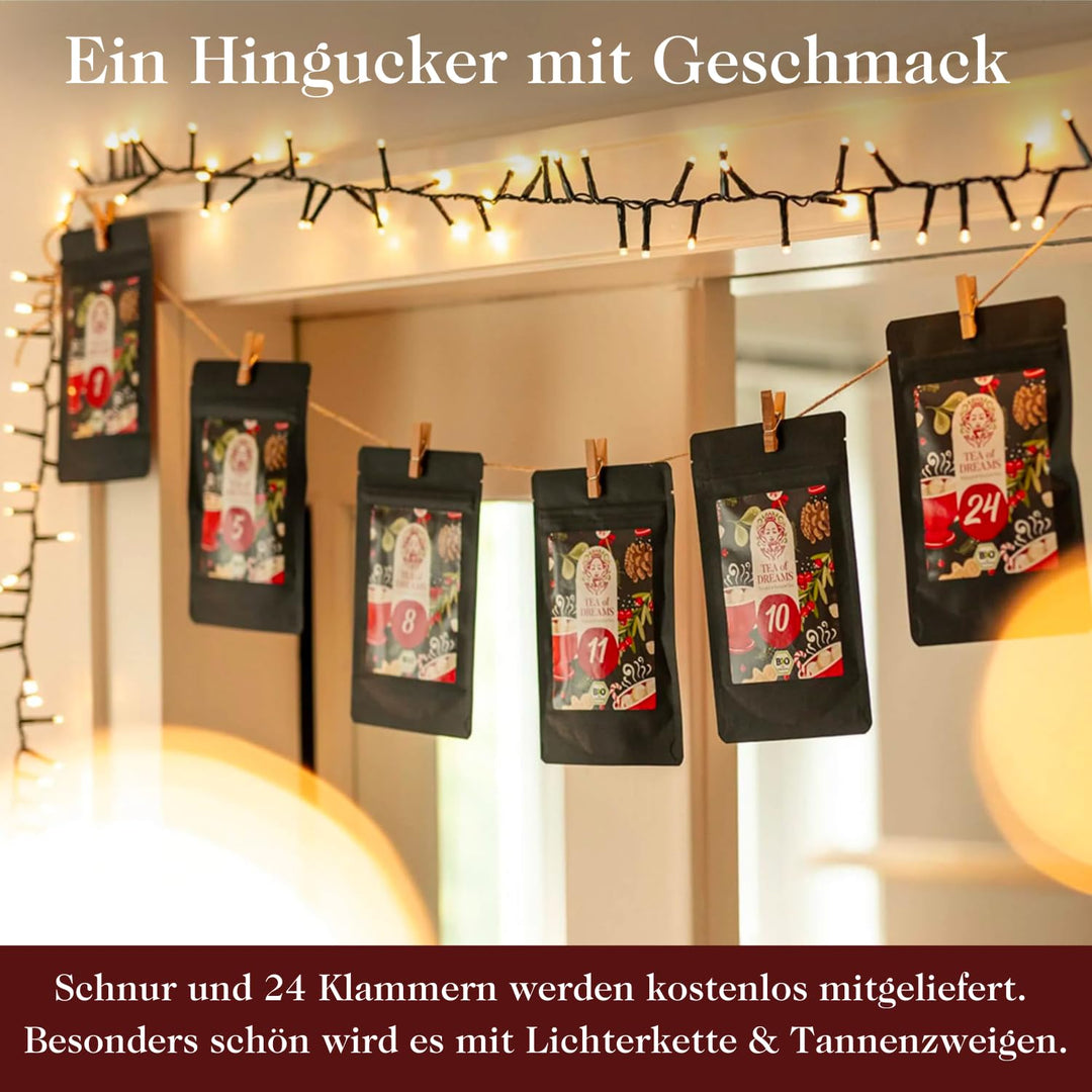 Tee Adventskalender 2025 Bio - Geschenk für Frauen und Männer - Mit Liebe gefertigt von Menschen mit