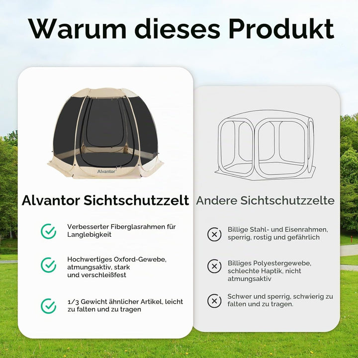 Alvantor Pavillon Screen House für 6, 10, 15 Personen, Pop-Up-Iglu-Zelt mit Moskitonetz an den Seite