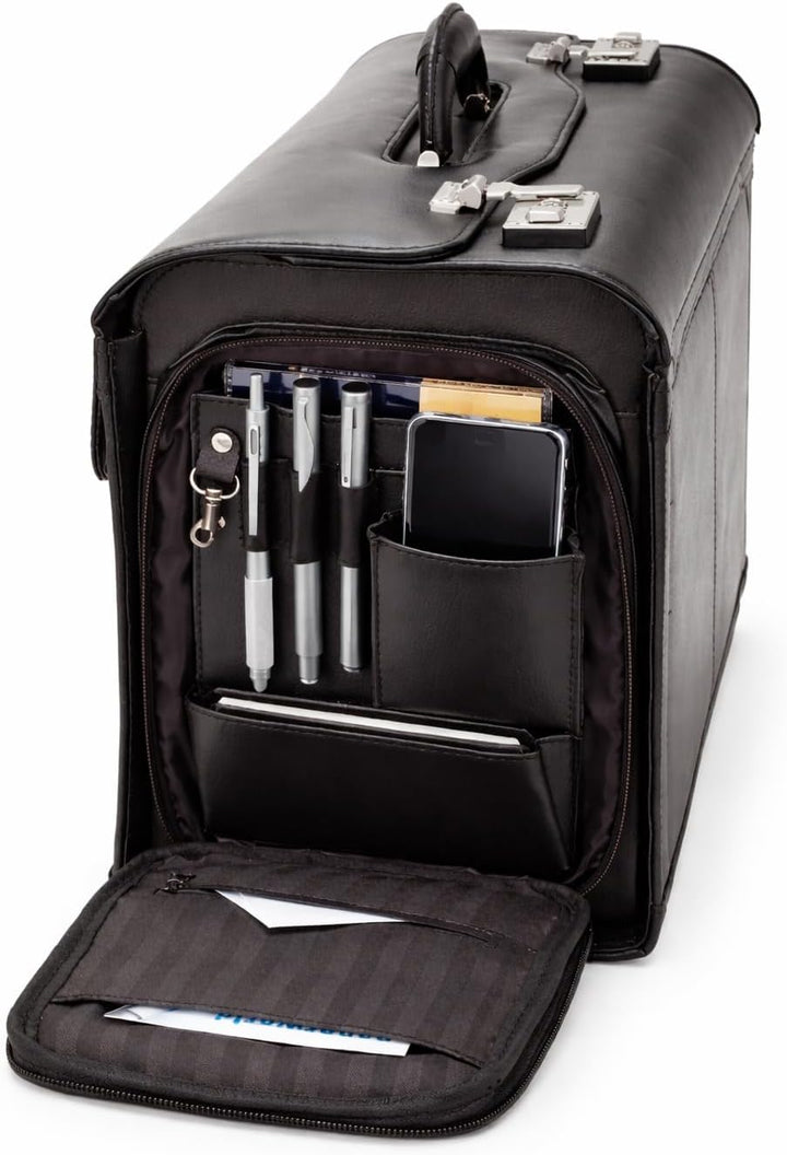 Alassio 45057 - Pilotenkoffer VERONA, aus hochwertigem Leder, ca. 49 x 35 x 24 cm, schwarz