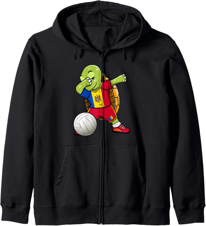 Dabbing Schildkröte Moldawien Volleyball Moldawische Flagge Kapuzenjacke