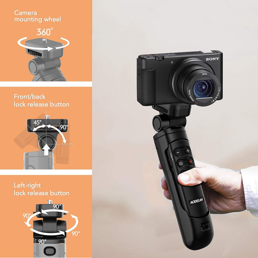 AODELAN Mini Kamera Stativ Griff, Handgriff mit Kabelloser Fernauslöser für Sony ZV-E10 ZV-1 A7SM3 A