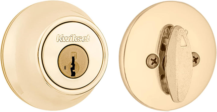 Kwikset 96600-573 Einzylinder-Riegel, poliertes Messing, 660, mit SmartKey-Sicherheit, rund