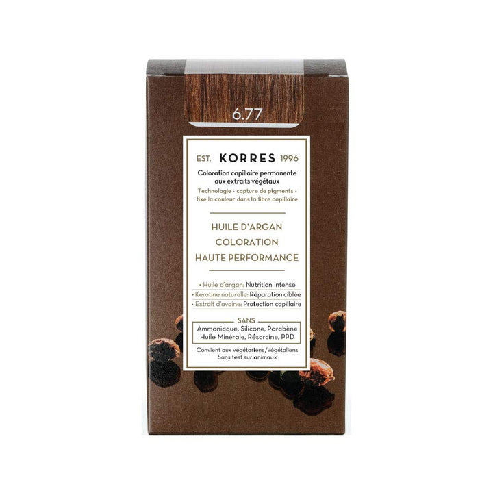 KORRES Argan Oil Colorant – ammoniakfreie Haarfarbe Gianduja 6.77 – 100% Grauhaarabdeckung & vegan f
