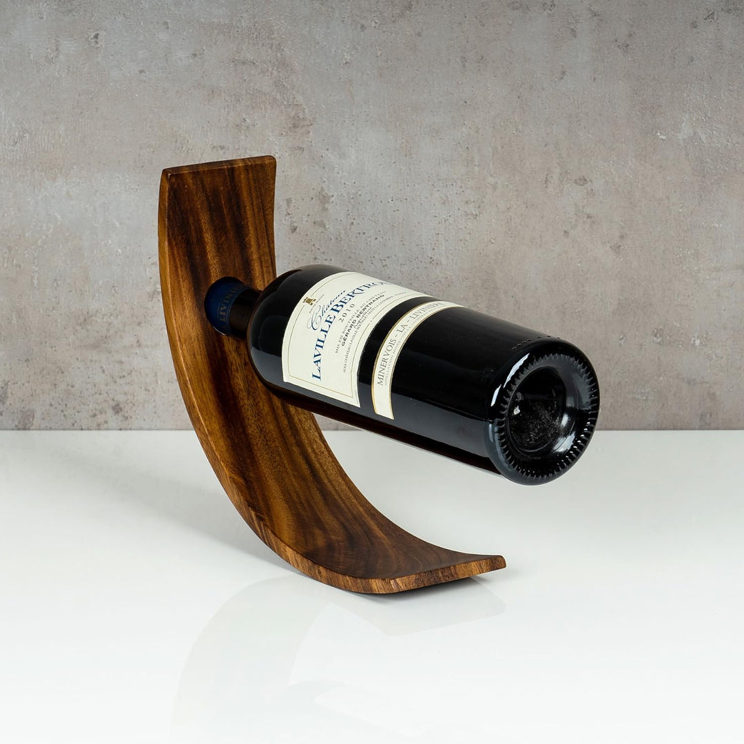 levandeo Weinflaschenhalter Holz Akazie B x T: 28 x 7,5cm Flaschenhalter Weinhalter Geschenkidee Nat