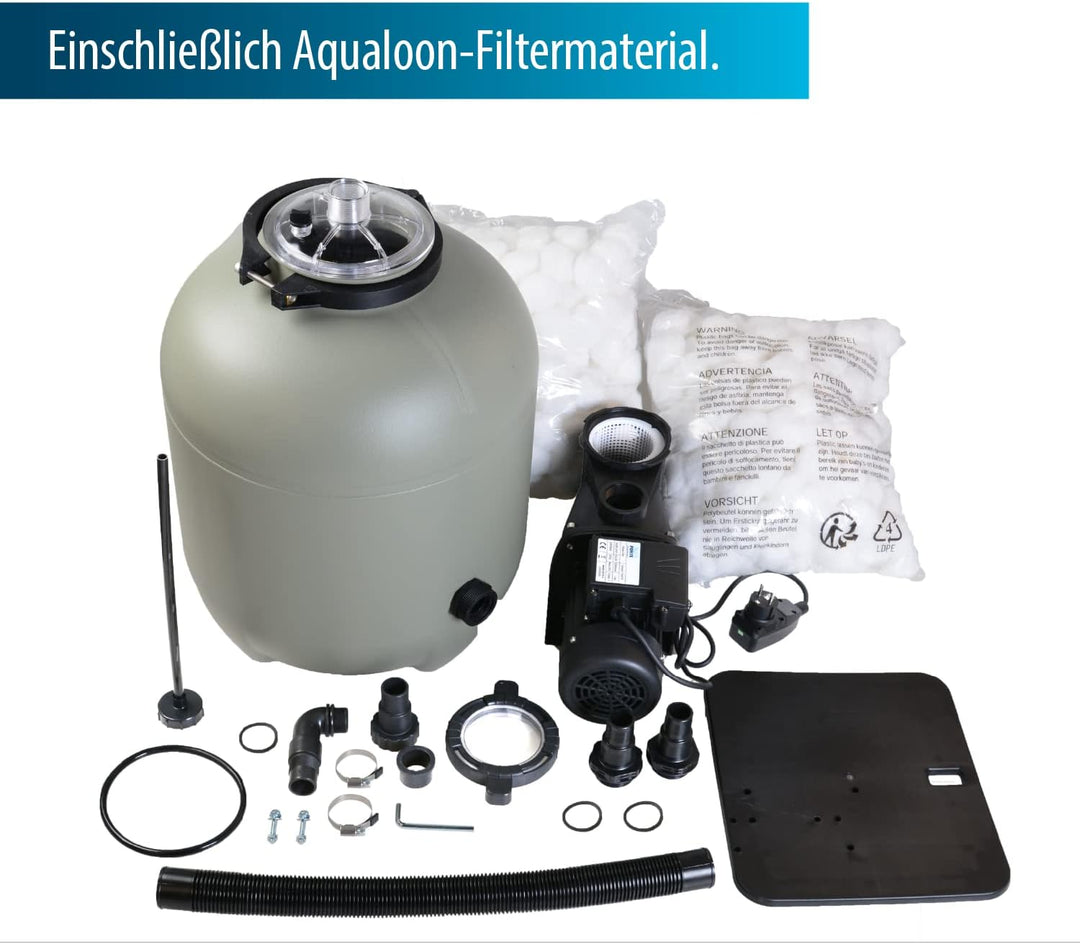 AquaForte Aqualoon EZ Clean 400 Filterset inklusive Pumpe mit Vorfilter und Filtertankhöhe 550 mm, 4