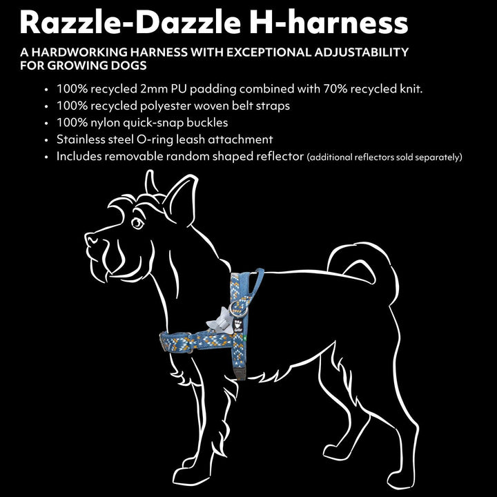 Hurtta Razzle-Dazzle H-Geschirr, Heidelbeere, 35,6–45,7 cm Heidelbeerfarben 14-18 in, Heidelbeerfarb