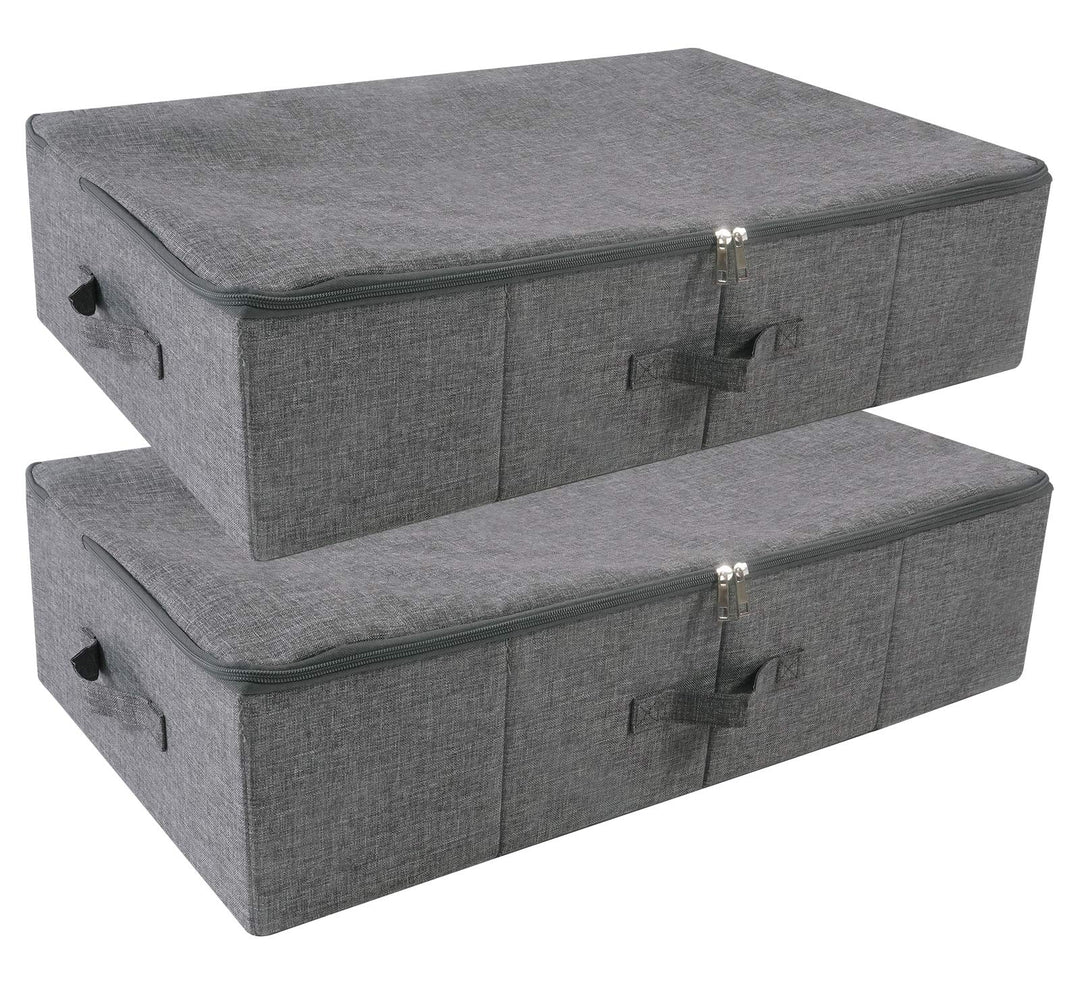 2er-Pack, faltbare Unterbett-Aufbewahrungsboxen mit Reissverschlussabdeckung, Aufbewahrungsbehälter
